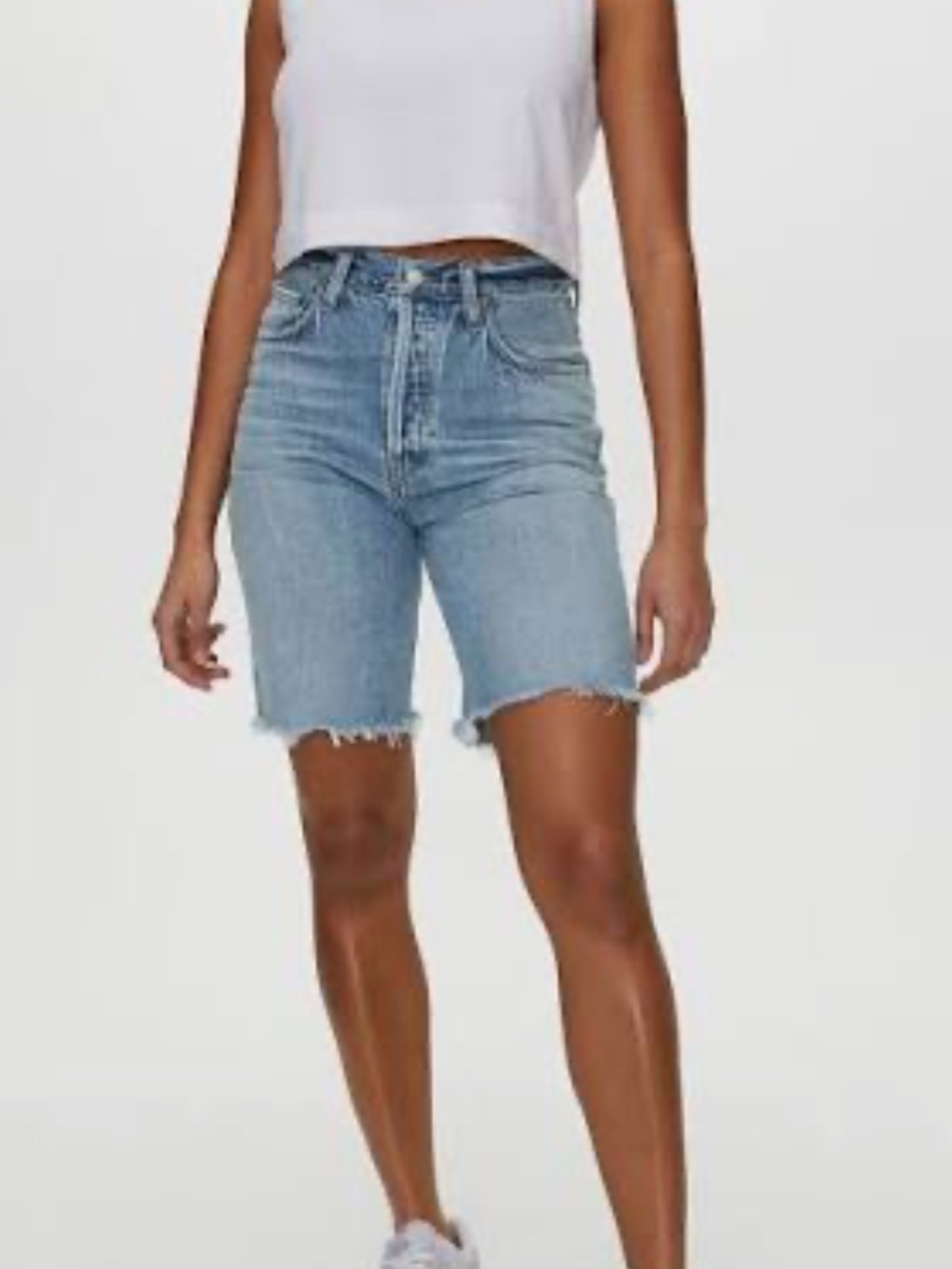 Agolde Light Blue High-Rise Denim Bermuda Shorts